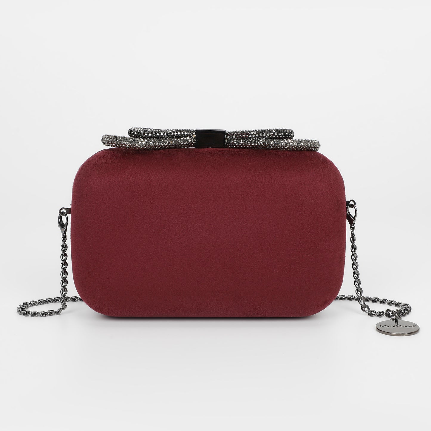 BORSA CLUTCH EFFETTO CAMOSCIO CON CHIUSURA A FIOCCO