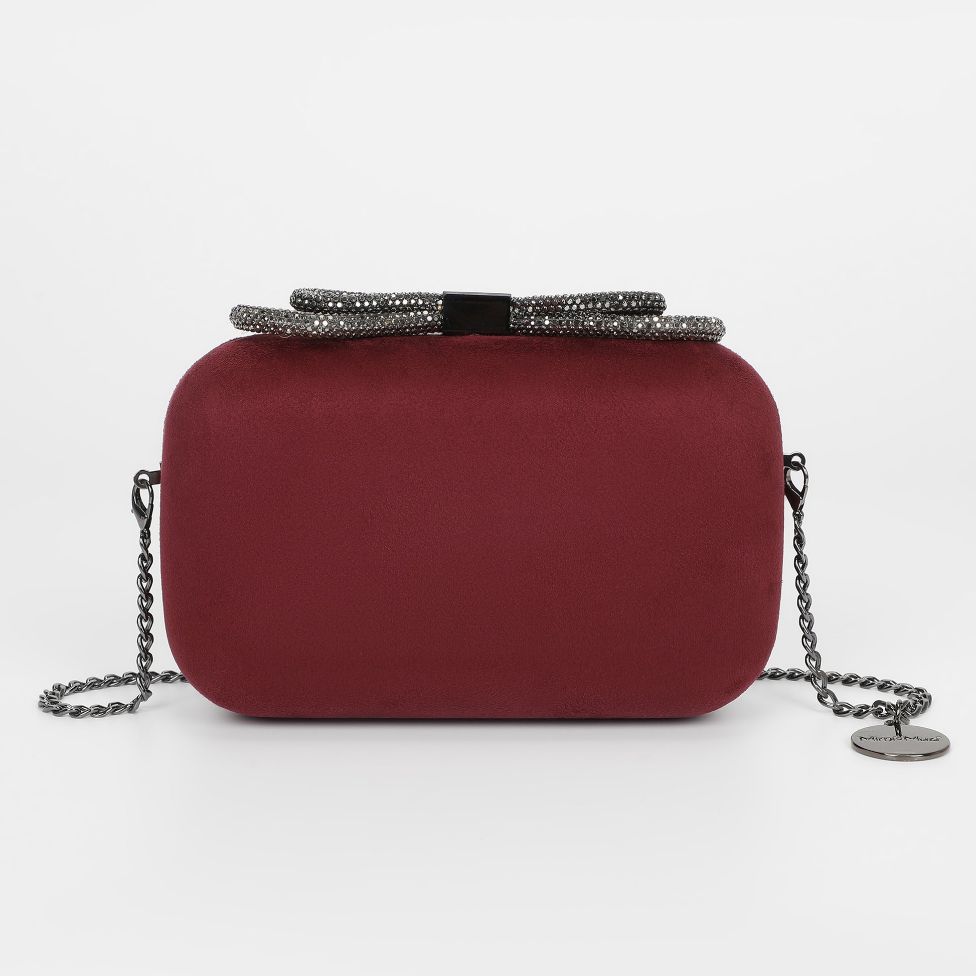 BORSA CLUTCH EFFETTO CAMOSCIO CON CHIUSURA A FIOCCO