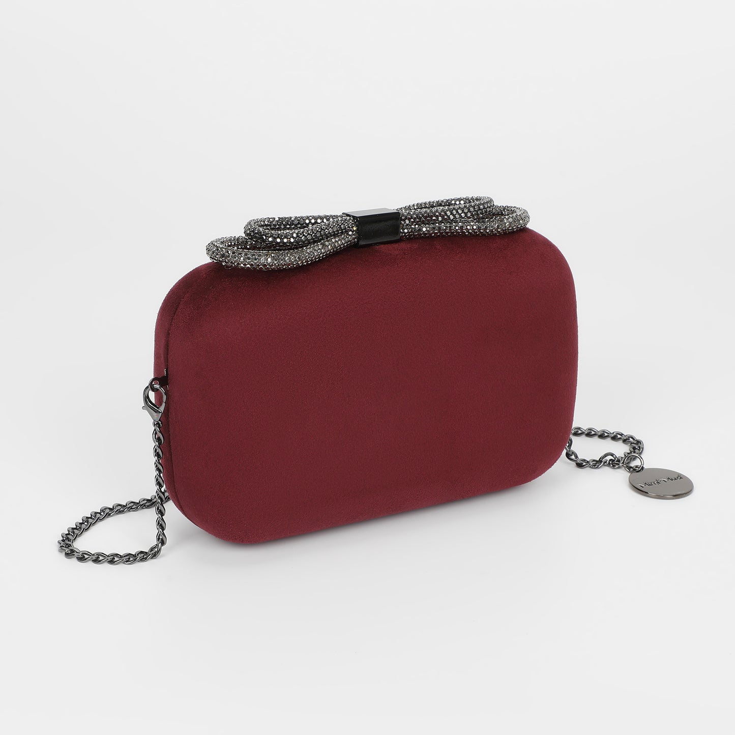BORSA CLUTCH EFFETTO CAMOSCIO CON CHIUSURA A FIOCCO
