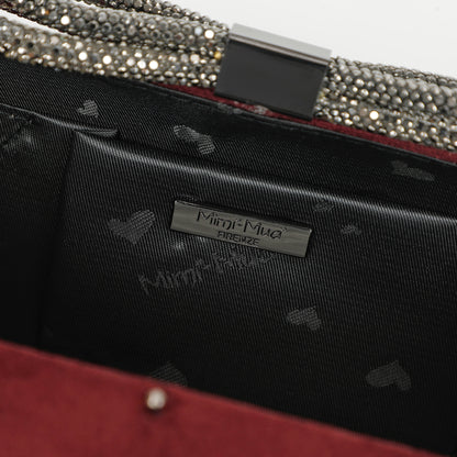 BORSA CLUTCH EFFETTO CAMOSCIO CON CHIUSURA A FIOCCO