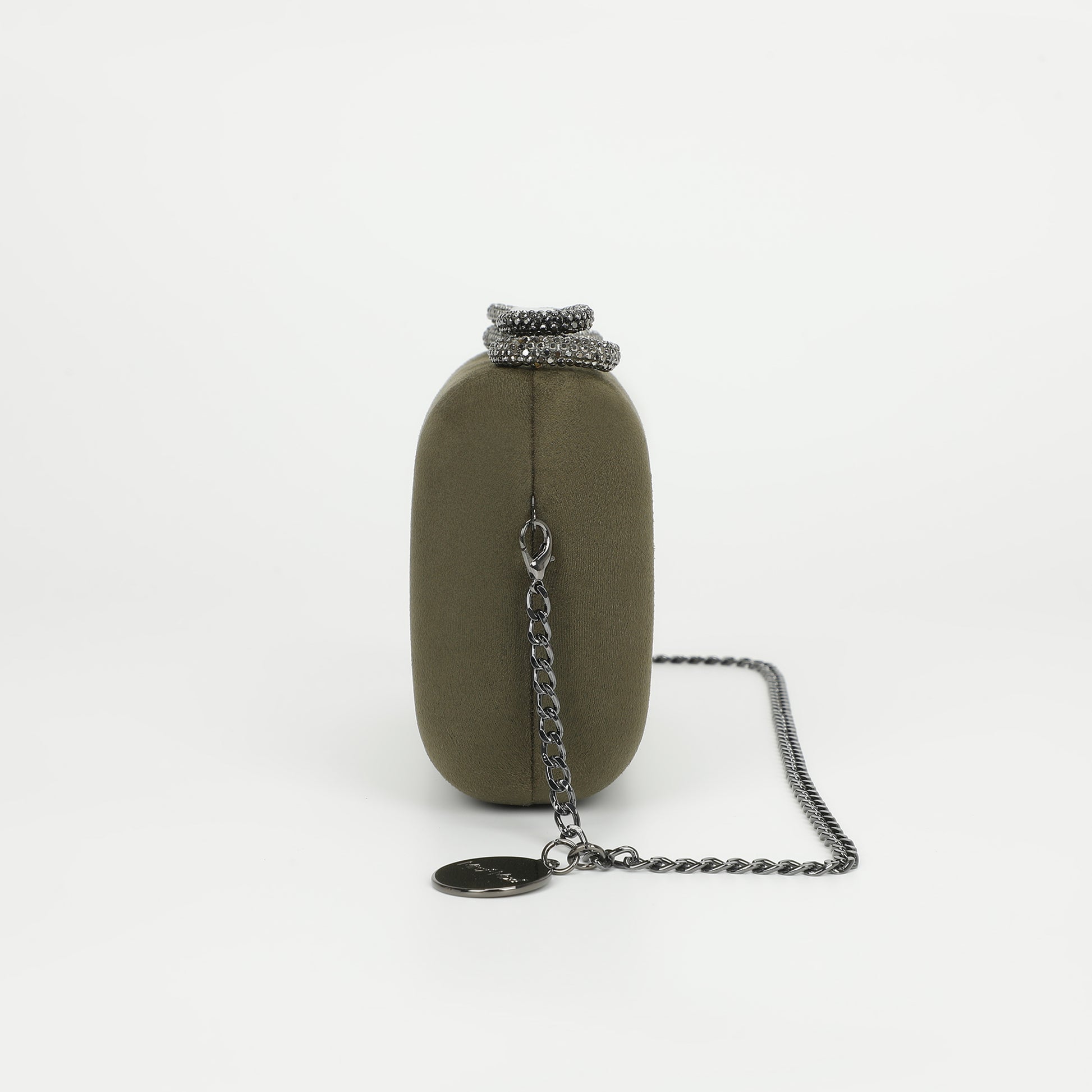 BORSA CLUTCH EFFETTO CAMOSCIO CON CHIUSURA A FIOCCO