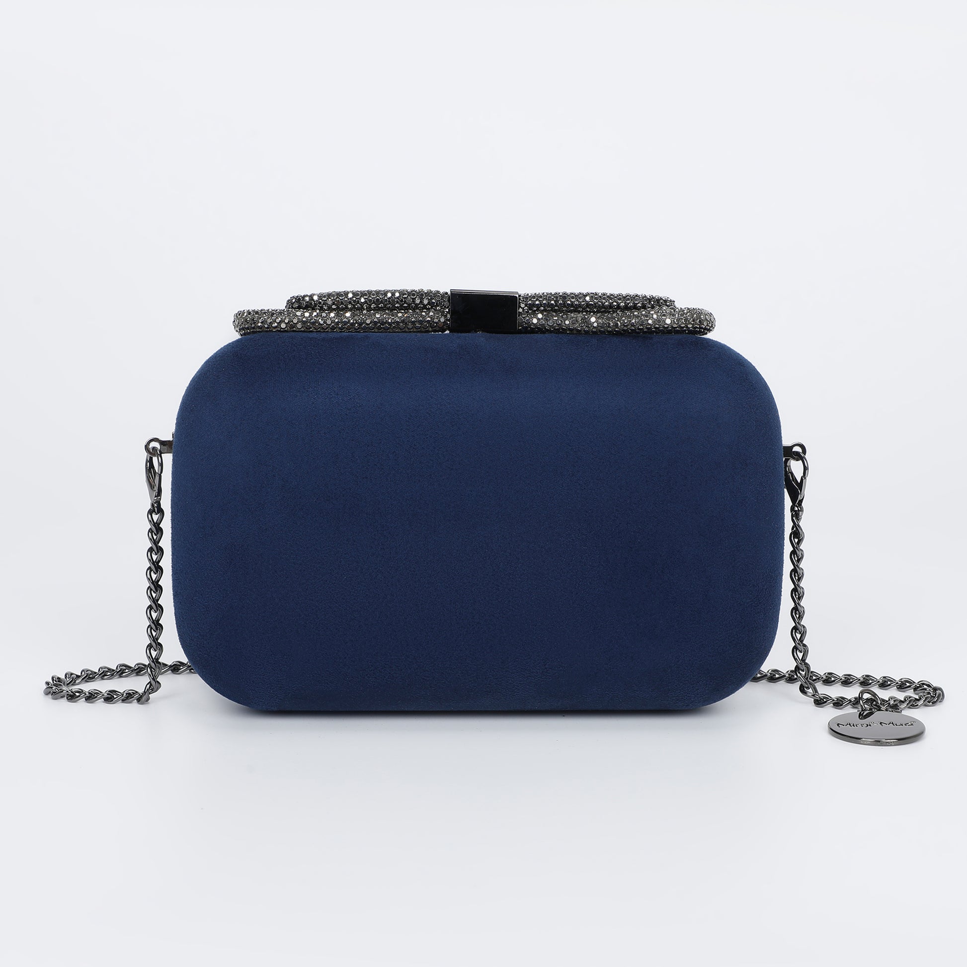 BORSA CLUTCH EFFETTO CAMOSCIO CON CHIUSURA A FIOCCO