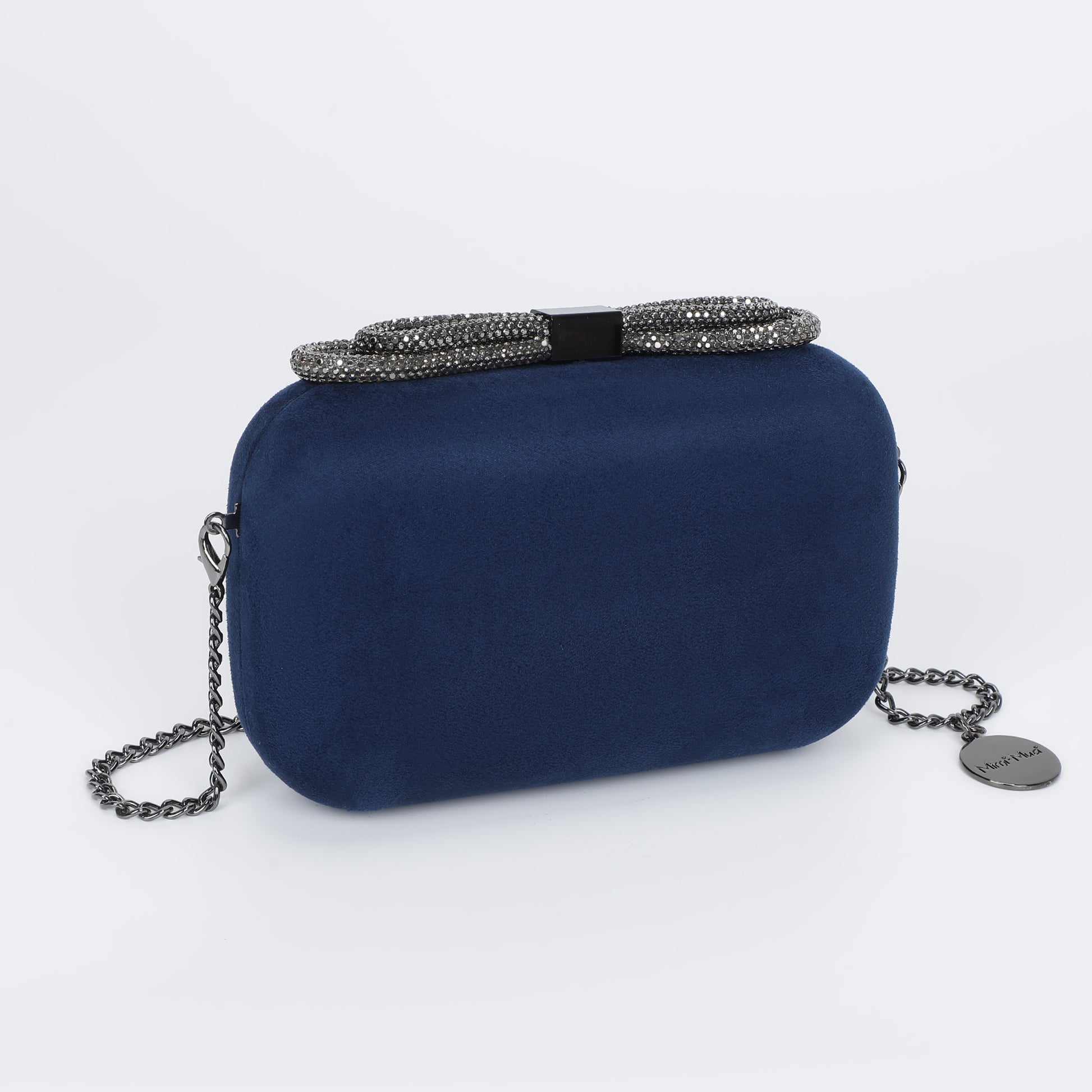 BORSA CLUTCH EFFETTO CAMOSCIO CON CHIUSURA A FIOCCO
