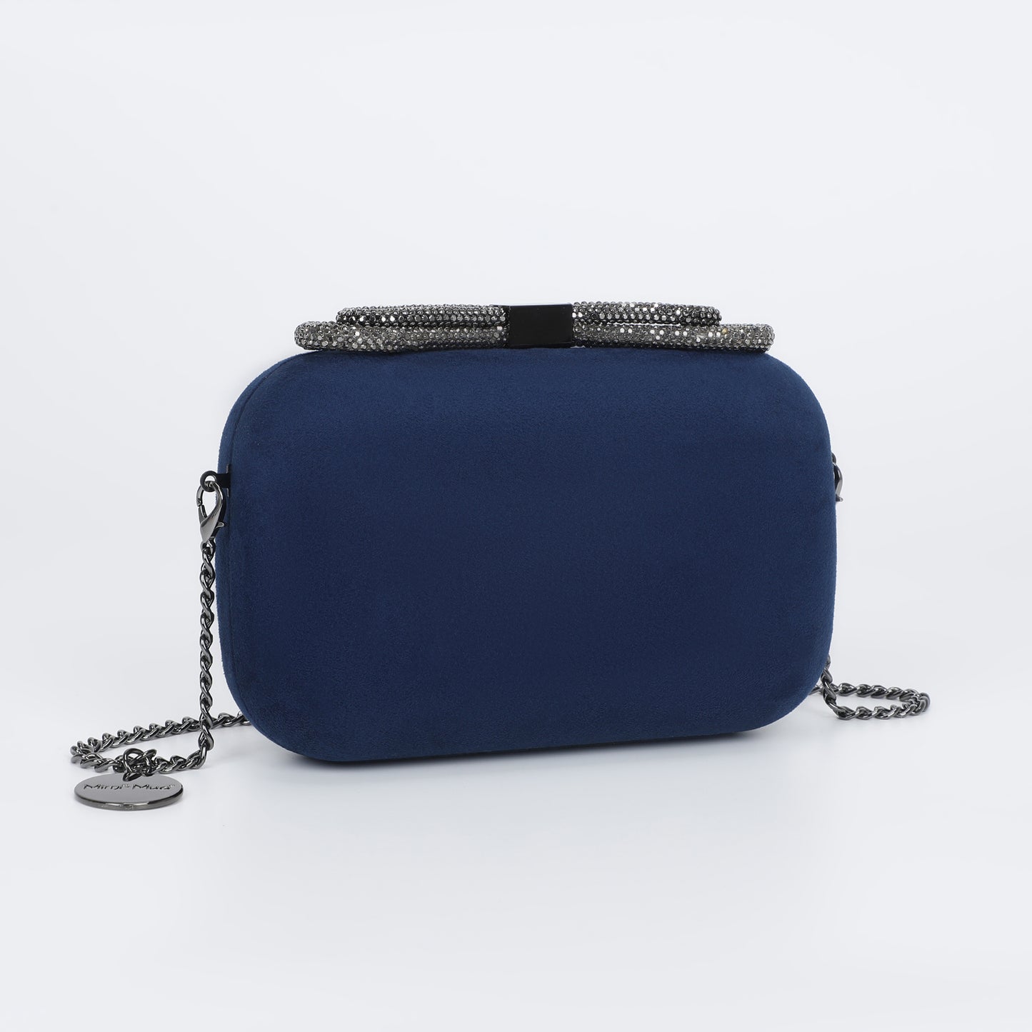 BORSA CLUTCH EFFETTO CAMOSCIO CON CHIUSURA A FIOCCO