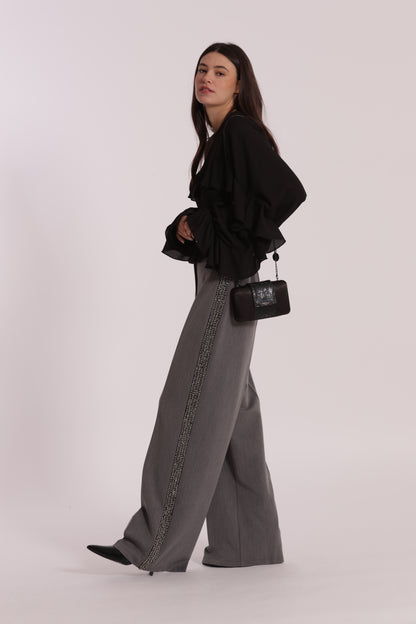 BORSA CLUTCH CON STRISCIA DI STRASS
