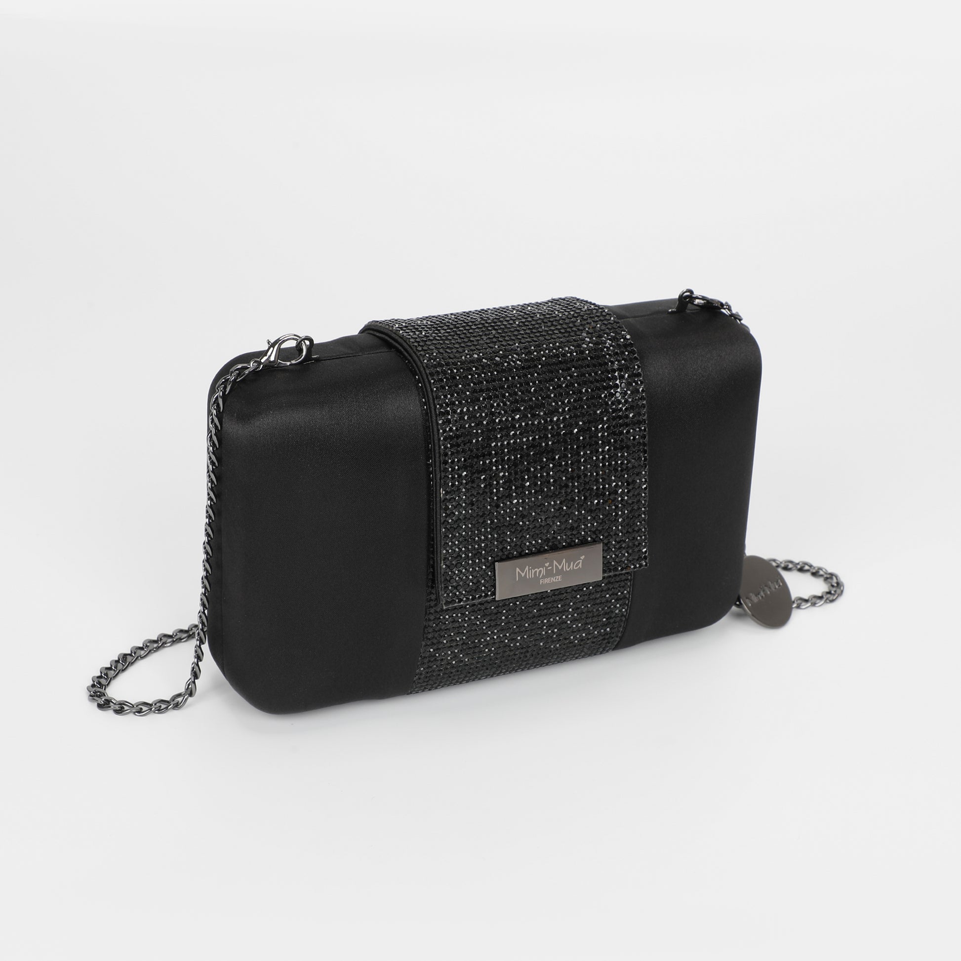 BORSA CLUTCH CON STRISCIA DI STRASS