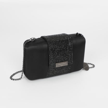 BORSA CLUTCH CON STRISCIA DI STRASS