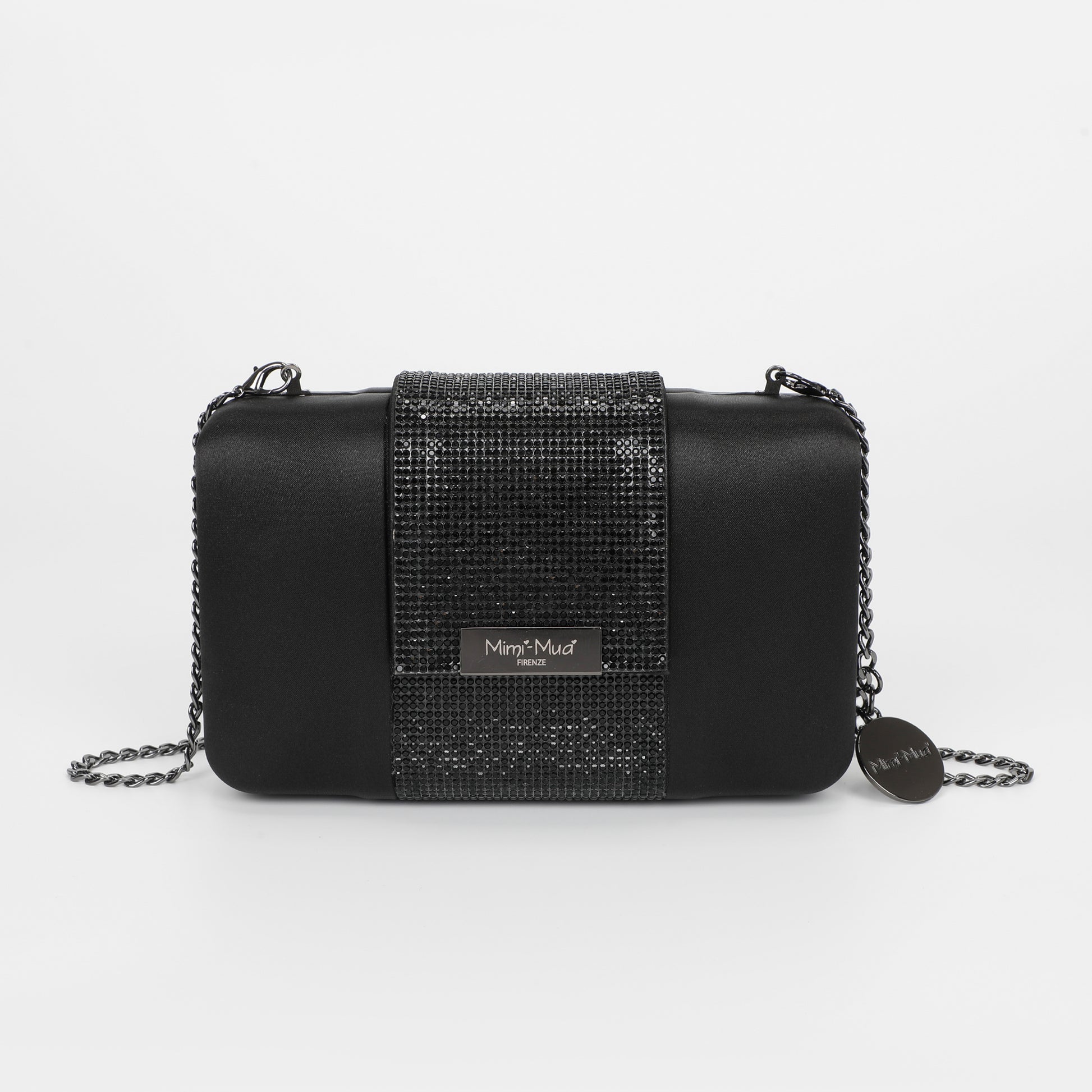BORSA CLUTCH CON STRISCIA DI STRASS