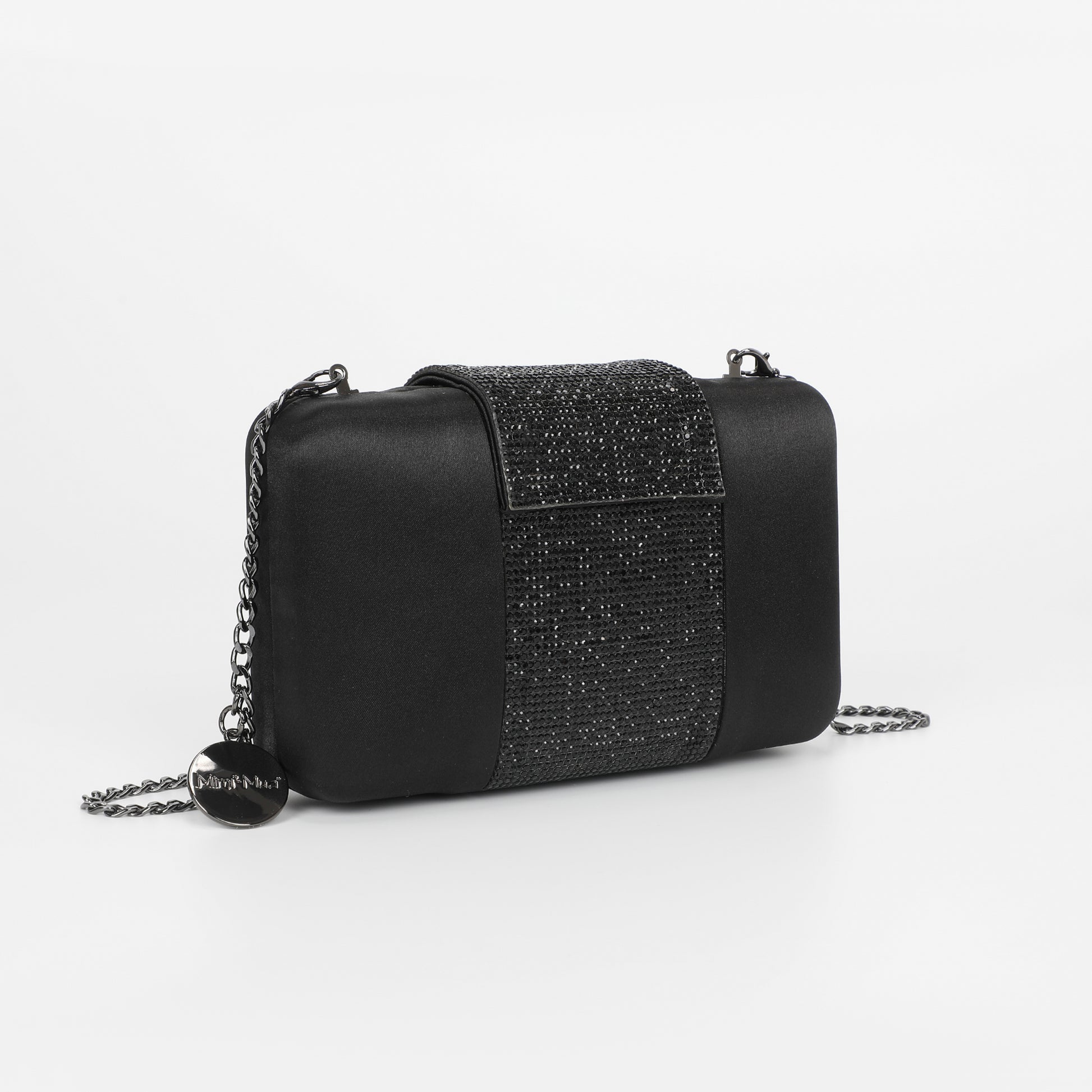 BORSA CLUTCH CON STRISCIA DI STRASS