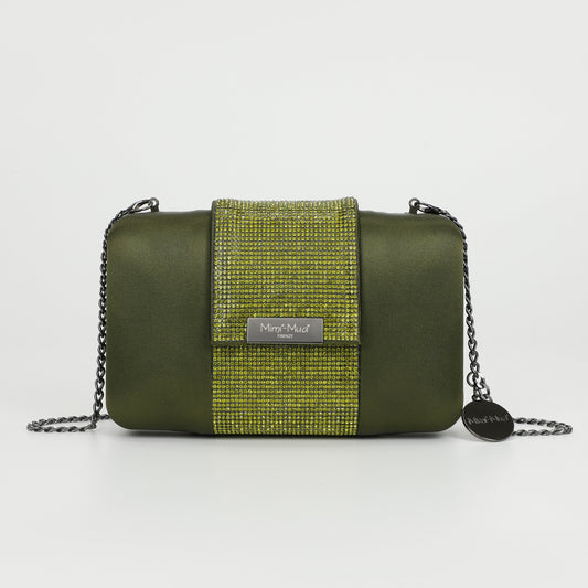 BORSA CLUTCH CON STRISCIA DI STRASS
