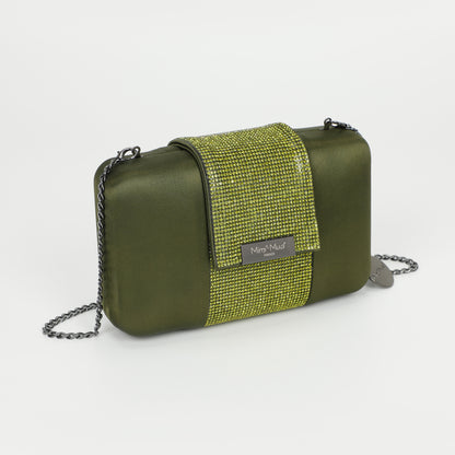 BORSA CLUTCH CON STRISCIA DI STRASS