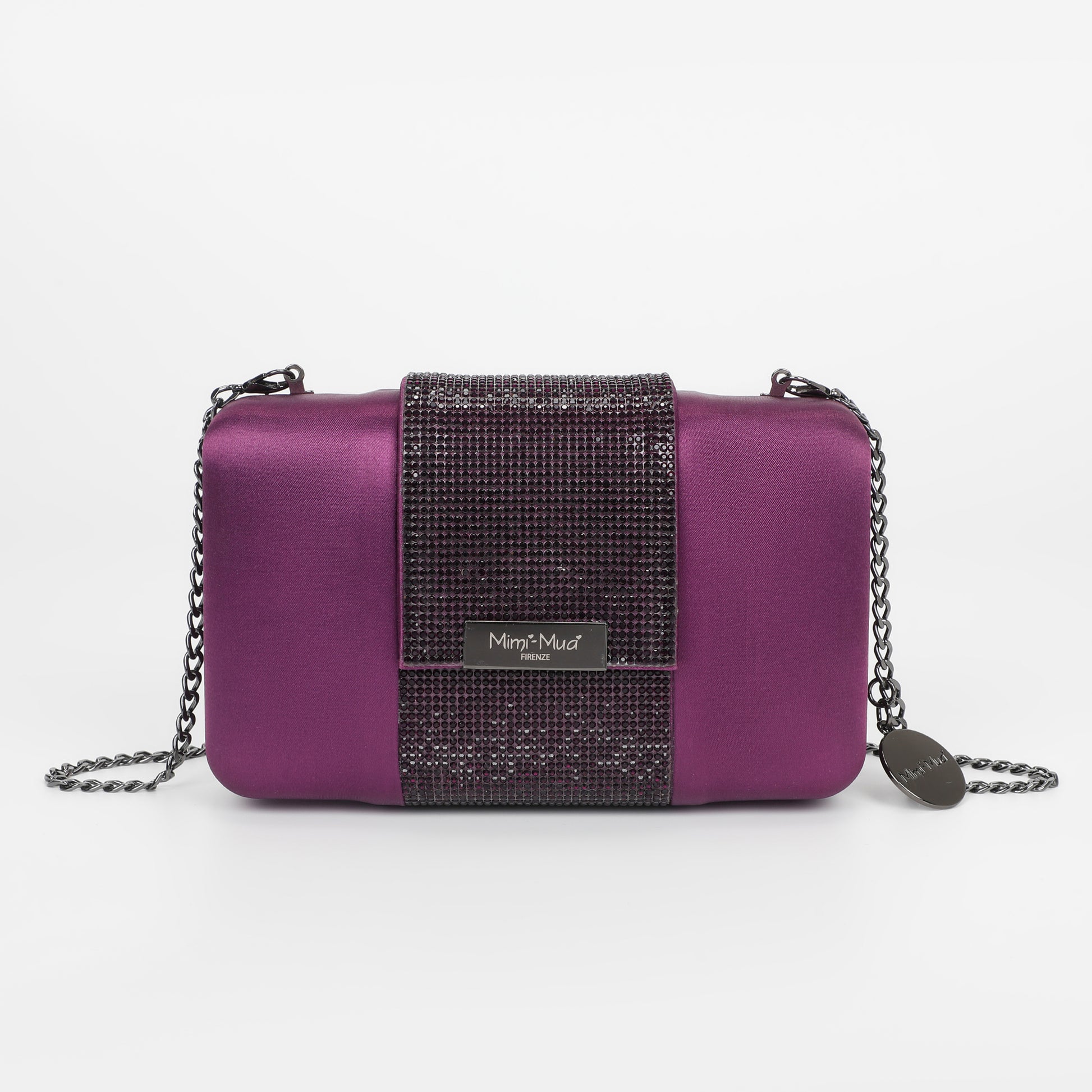 BORSA CLUTCH CON STRISCIA DI STRASS