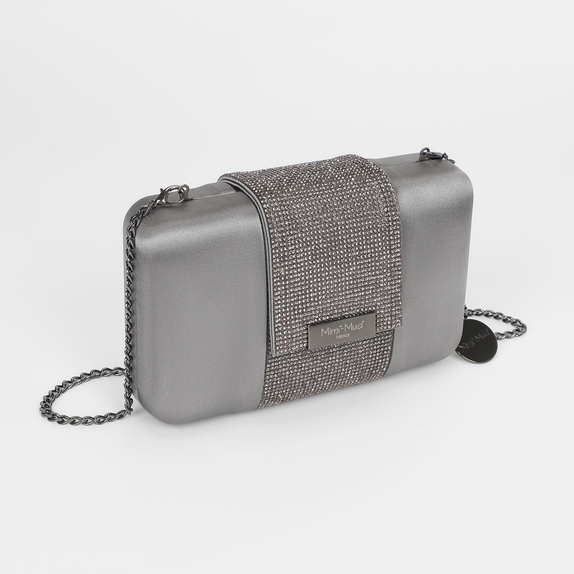 BORSA CLUTCH CON STRISCIA DI STRASS