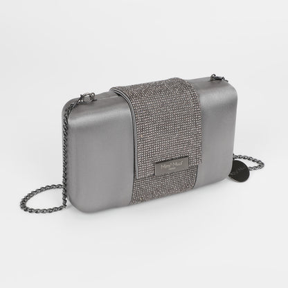 BORSA CLUTCH CON STRISCIA DI STRASS