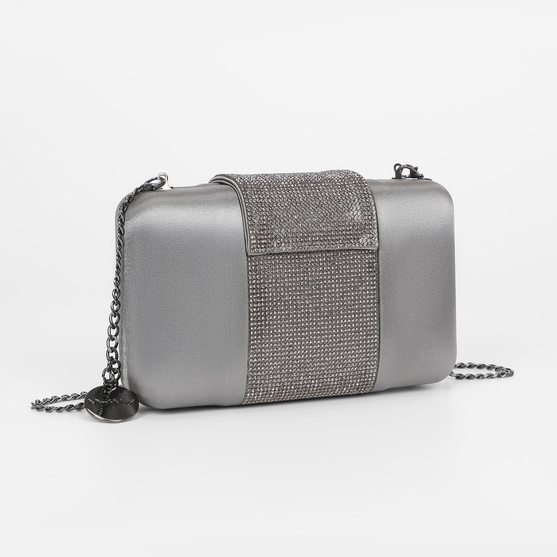 BORSA CLUTCH CON STRISCIA DI STRASS