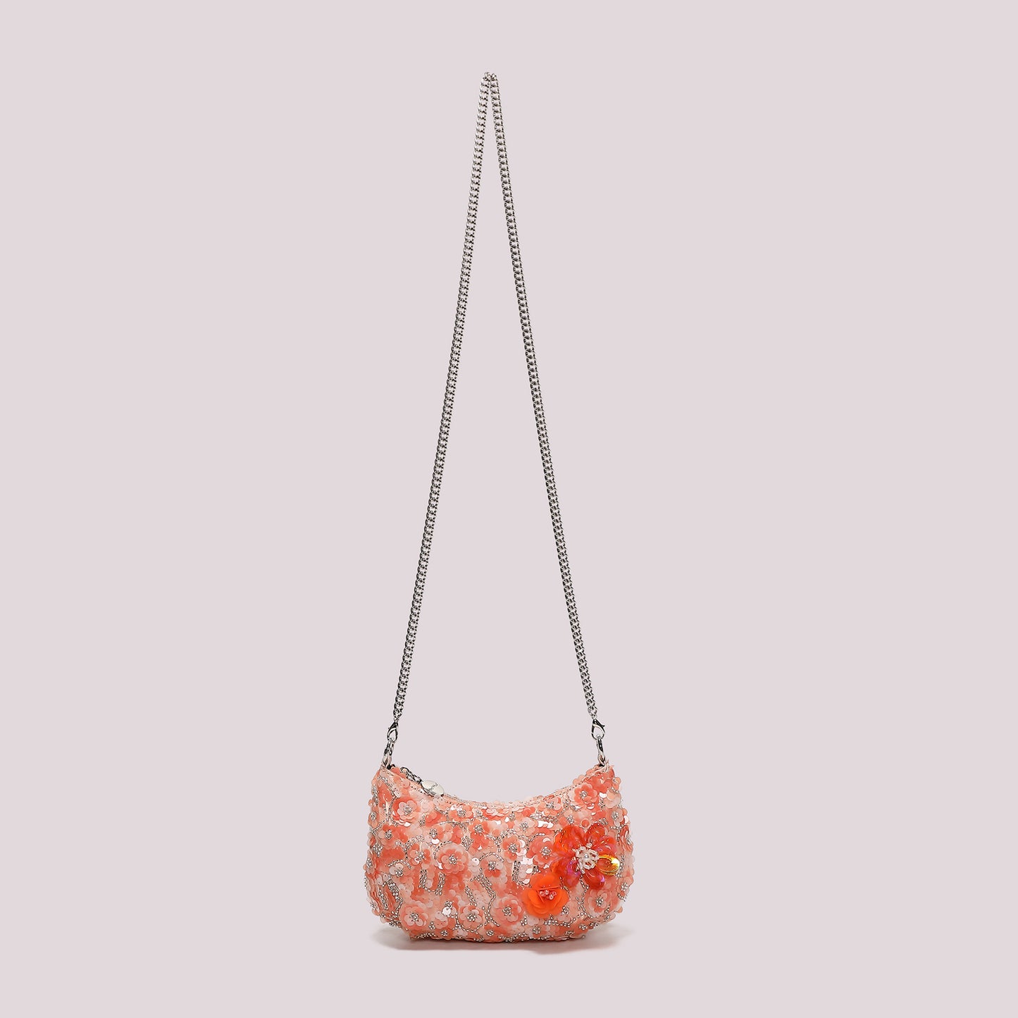 BORSA PAILLETTES CON FIORI