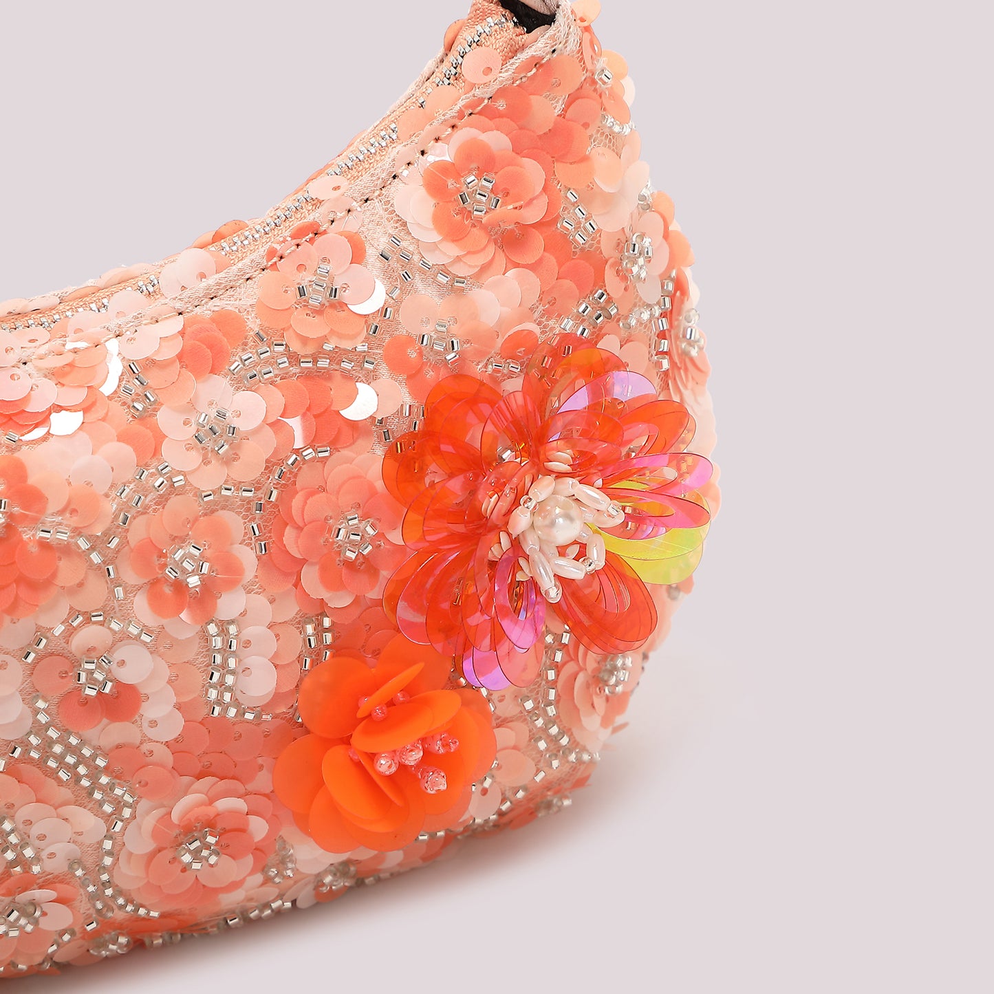 BORSA PAILLETTES CON FIORI