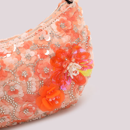 BORSA PAILLETTES CON FIORI