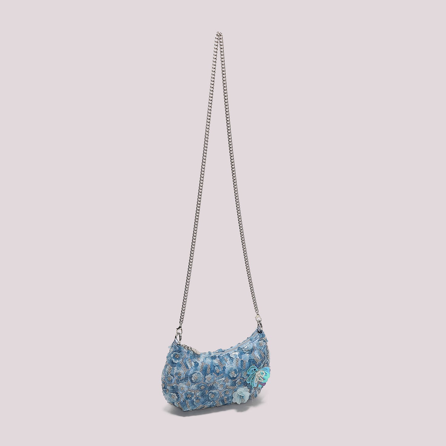 BORSA PAILLETTES CON FIORI