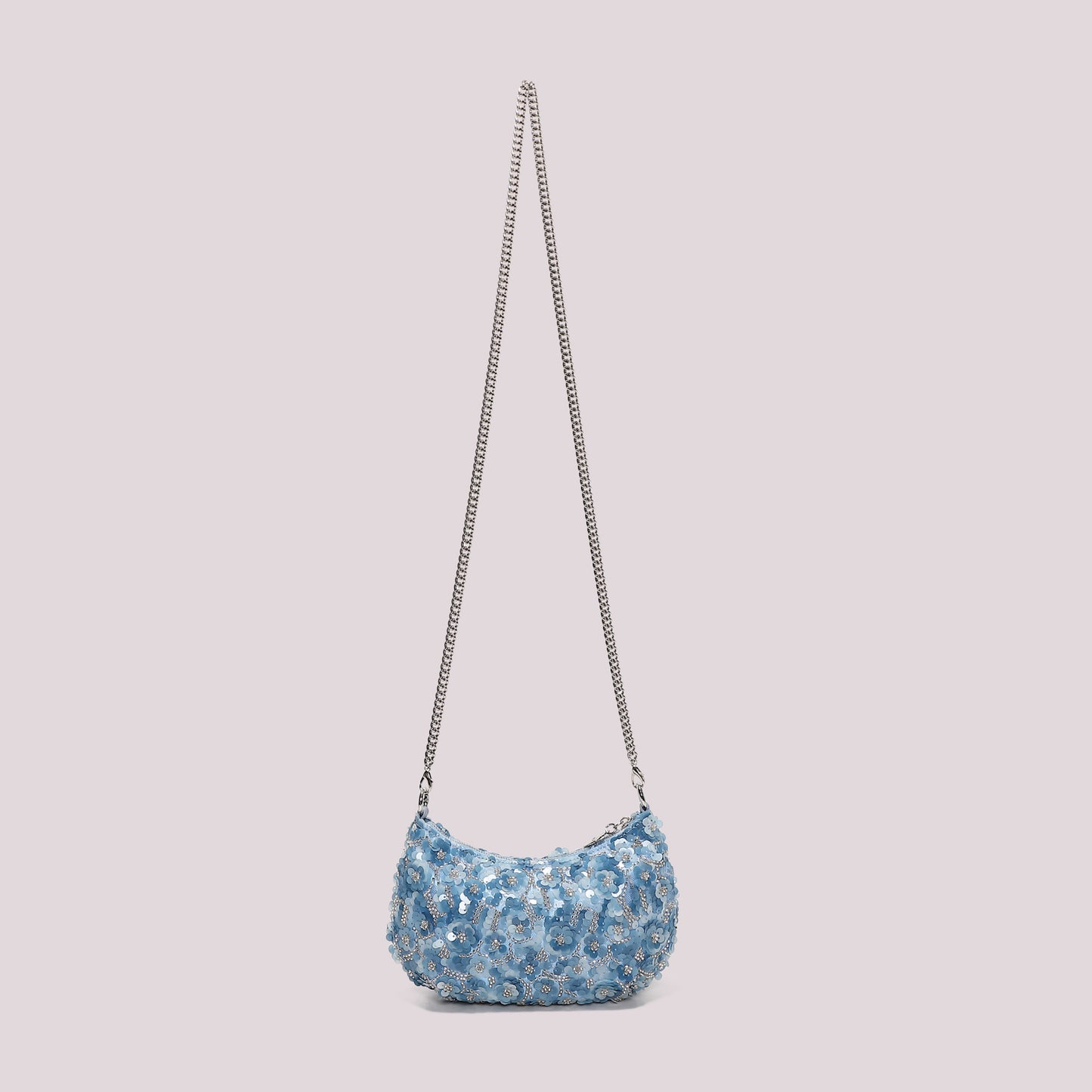 BORSA PAILLETTES CON FIORI