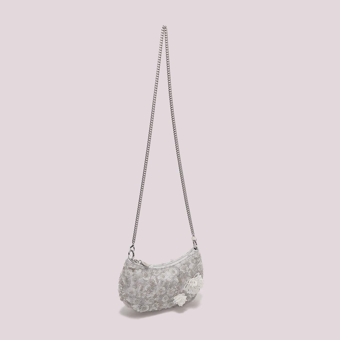 BORSA PAILLETTES CON FIORI