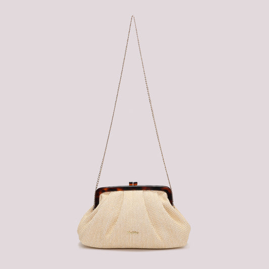 BORSA IN RAFIA CON MANICO TARTARUGATO