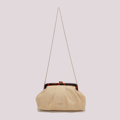 BORSA IN RAFIA CON MANICO TARTARUGATO