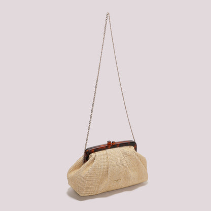 BORSA IN RAFIA CON MANICO TARTARUGATO