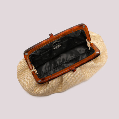 BORSA IN RAFIA CON MANICO TARTARUGATO