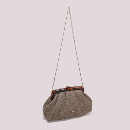 BORSA IN RAFIA CON MANICO TARTARUGATO