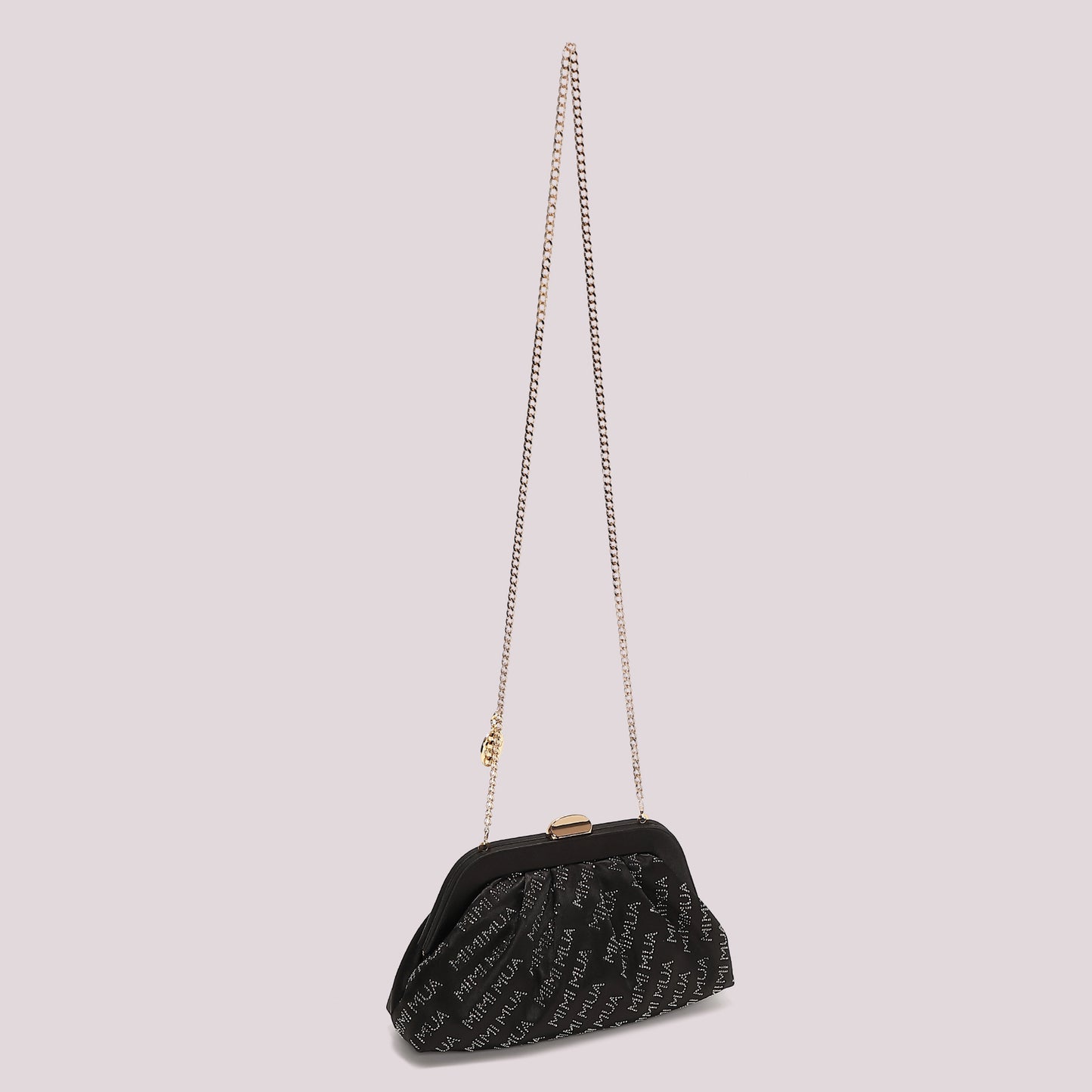 BORSA CLUTCH IN TESSUTO CON LOGO IN STRASS
