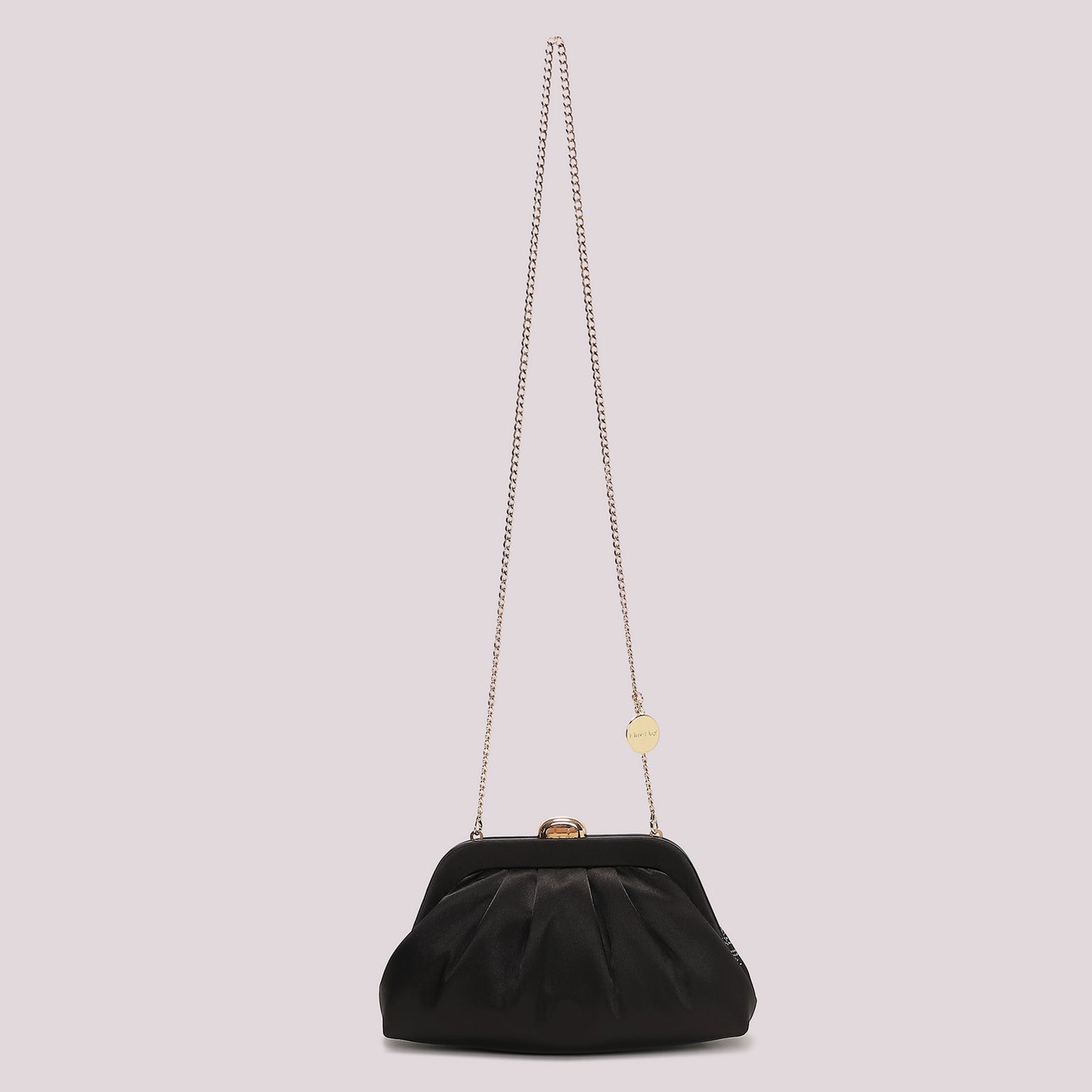 BORSA CLUTCH IN TESSUTO CON LOGO IN STRASS
