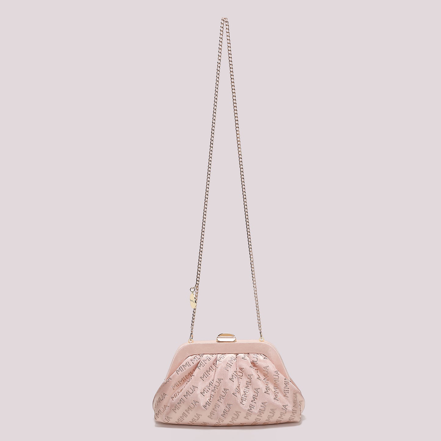 BORSA CLUTCH IN TESSUTO CON LOGO IN STRASS