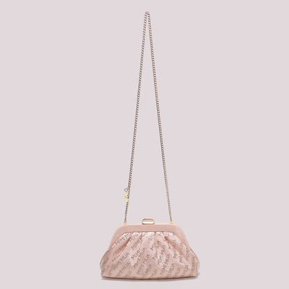 BORSA CLUTCH IN TESSUTO CON LOGO IN STRASS