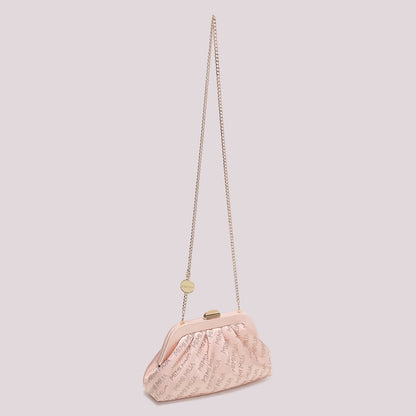 BORSA CLUTCH IN TESSUTO CON LOGO IN STRASS
