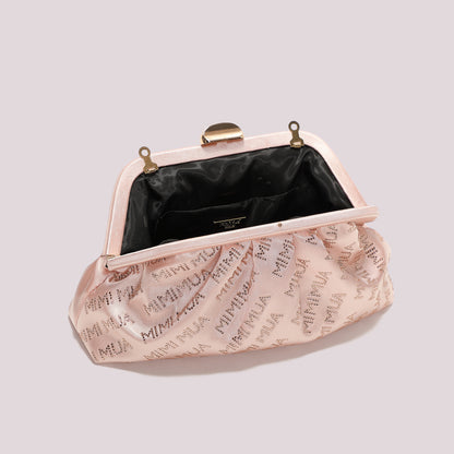 BORSA CLUTCH IN TESSUTO CON LOGO IN STRASS