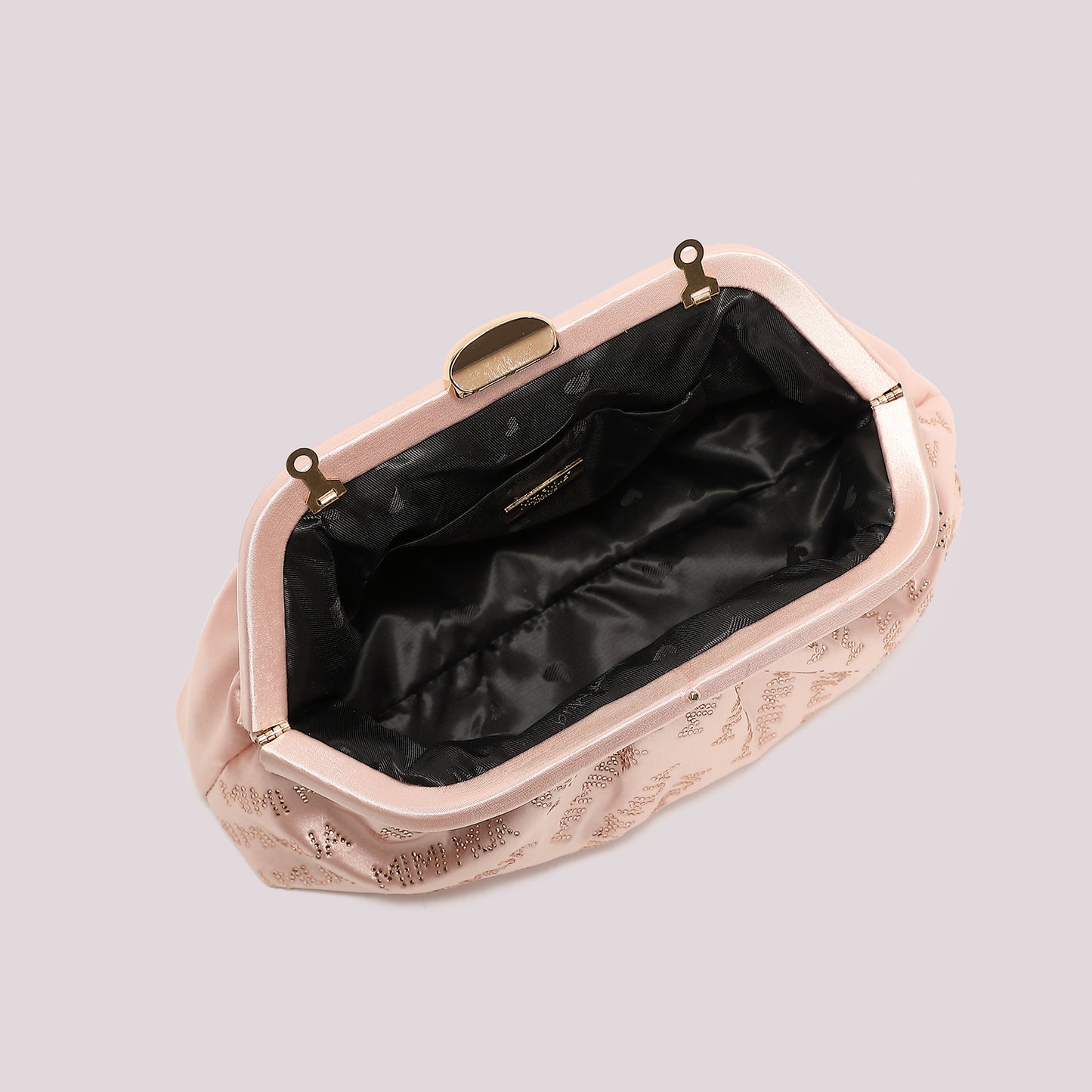 BORSA CLUTCH IN TESSUTO CON LOGO IN STRASS