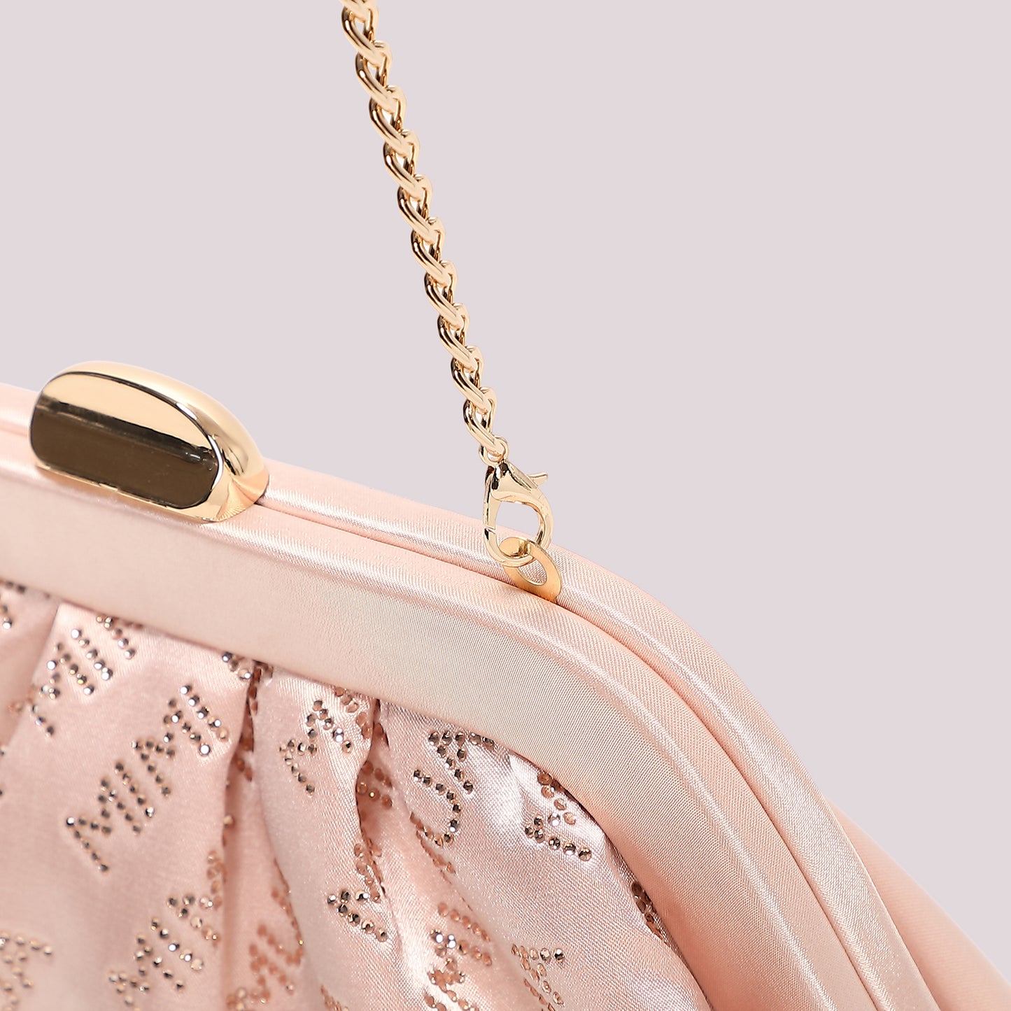 BORSA CLUTCH IN TESSUTO CON LOGO IN STRASS