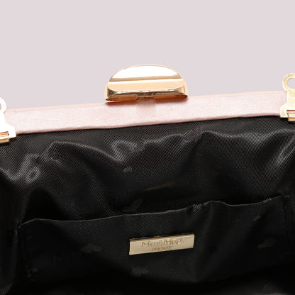 BORSA CLUTCH IN TESSUTO CON LOGO IN STRASS