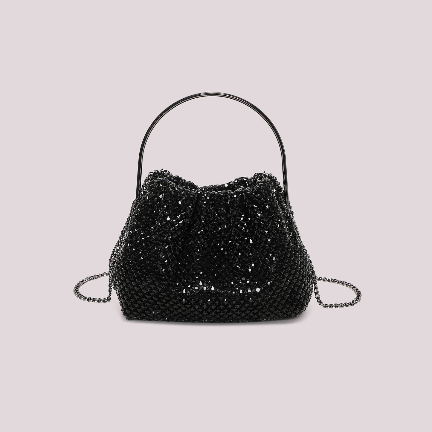 BORSA MORBIDA DI STRASS CON MANICO RIGIDO