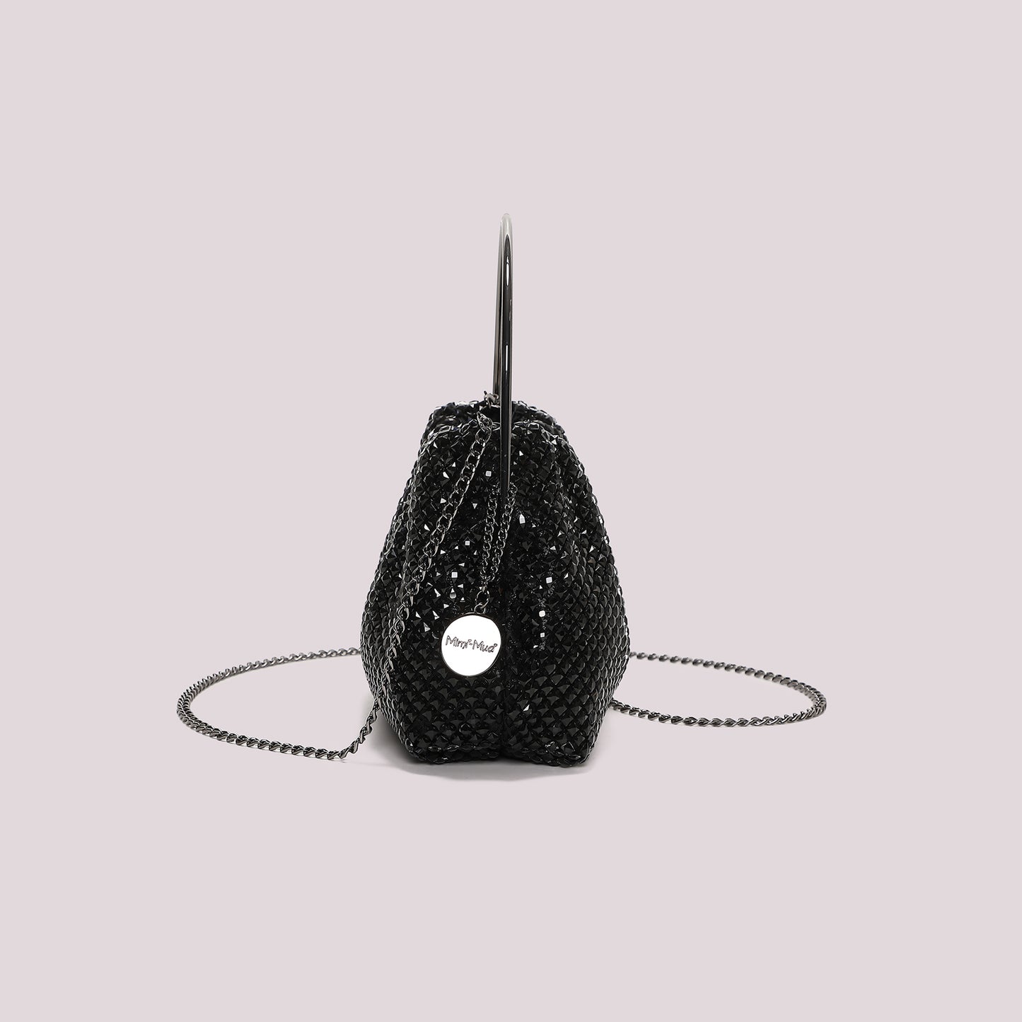 BORSA MORBIDA DI STRASS CON MANICO RIGIDO