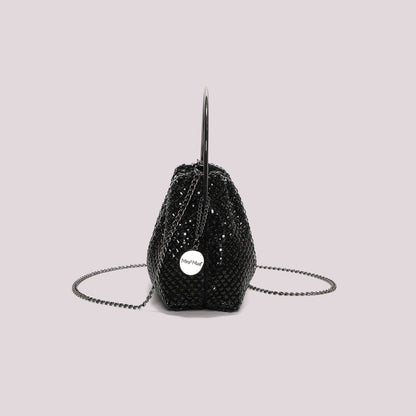 BORSA MORBIDA DI STRASS CON MANICO RIGIDO