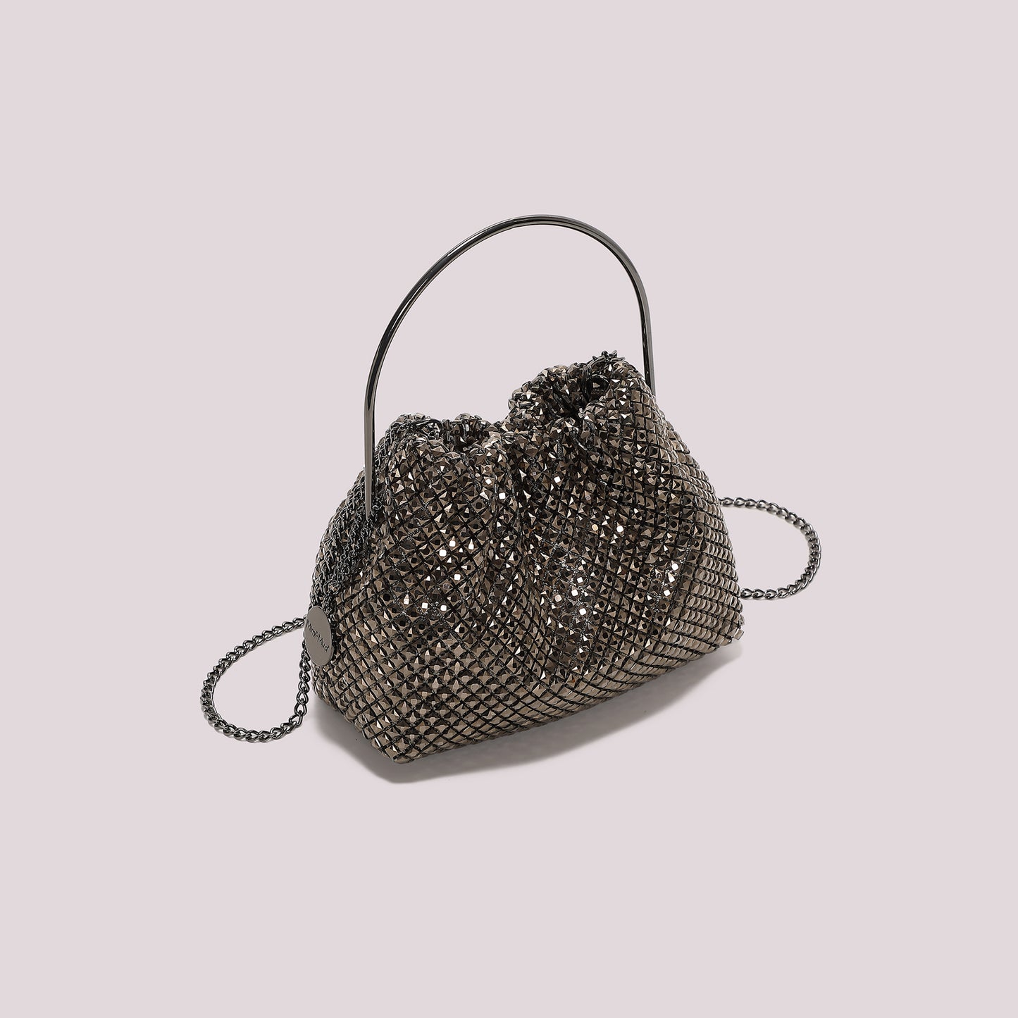 BORSA MORBIDA DI STRASS CON MANICO RIGIDO