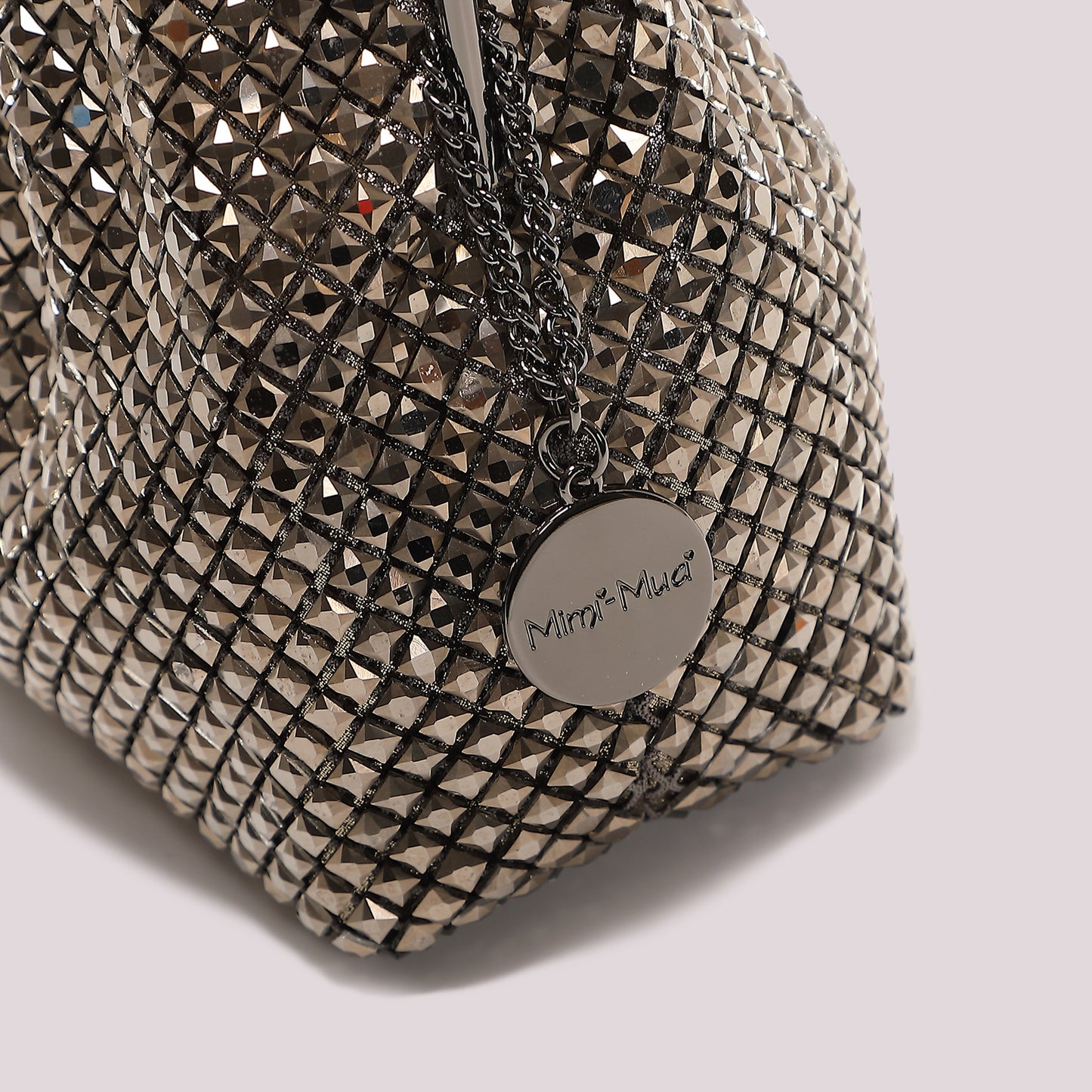 BORSA MORBIDA DI STRASS CON MANICO RIGIDO