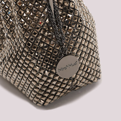 BORSA MORBIDA DI STRASS CON MANICO RIGIDO