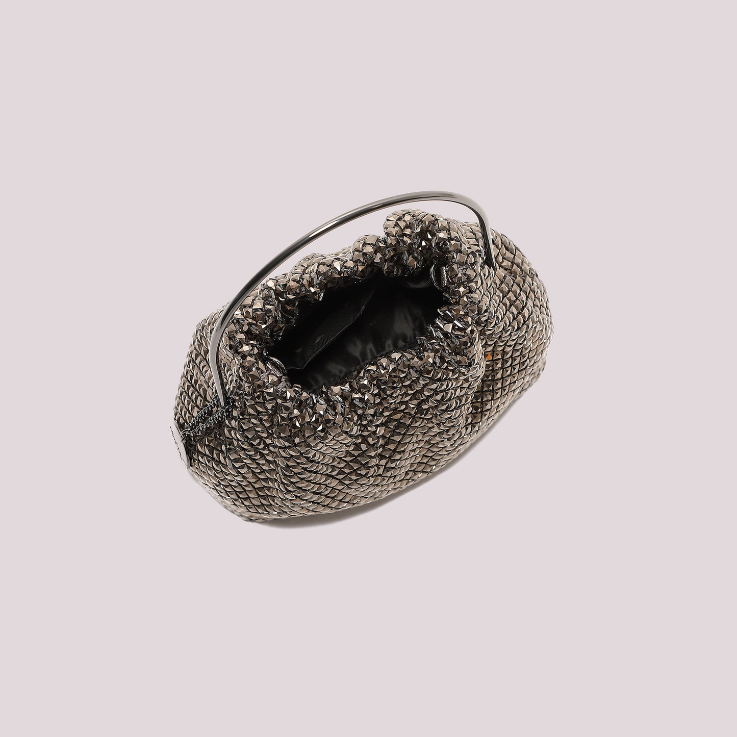 BORSA MORBIDA DI STRASS CON MANICO RIGIDO