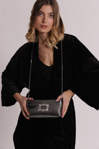 BORSA CLUTCH CON DETTAGLIO GIOIELLO