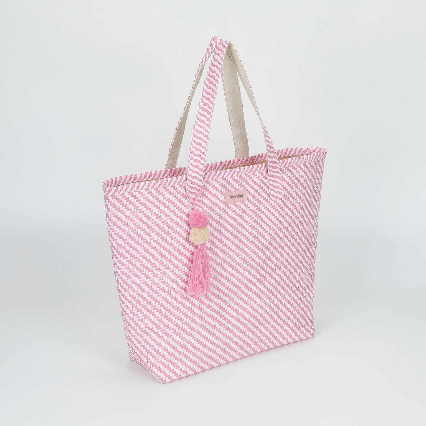 BORSA SHOPPER A RIGHE OBLIQUE IN STRAW PAPER