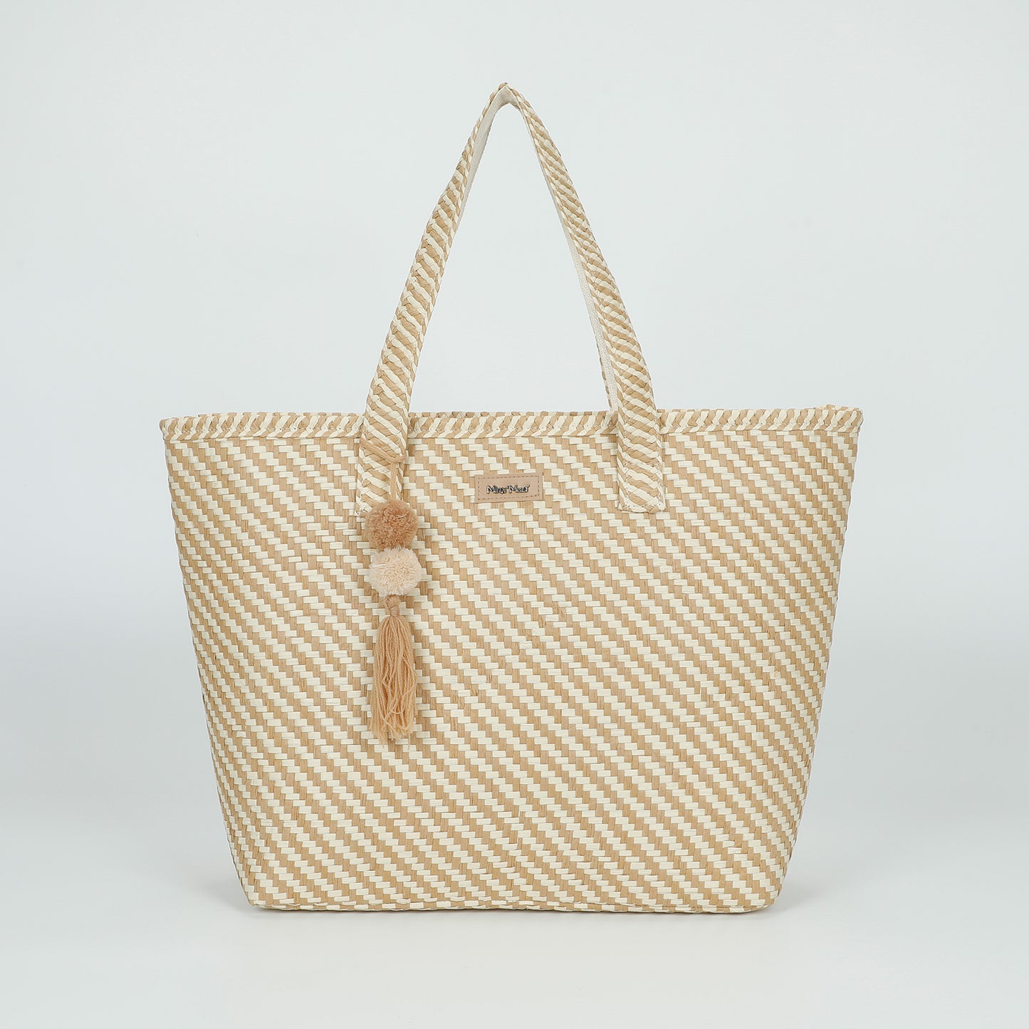 BORSA SHOPPER A RIGHE OBLIQUE IN STRAW PAPER