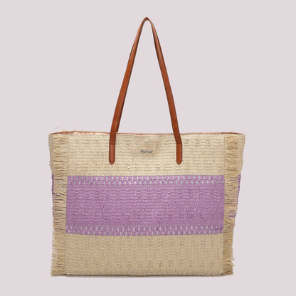 BORSA SHOPPER CON STRISCIA COLORATA